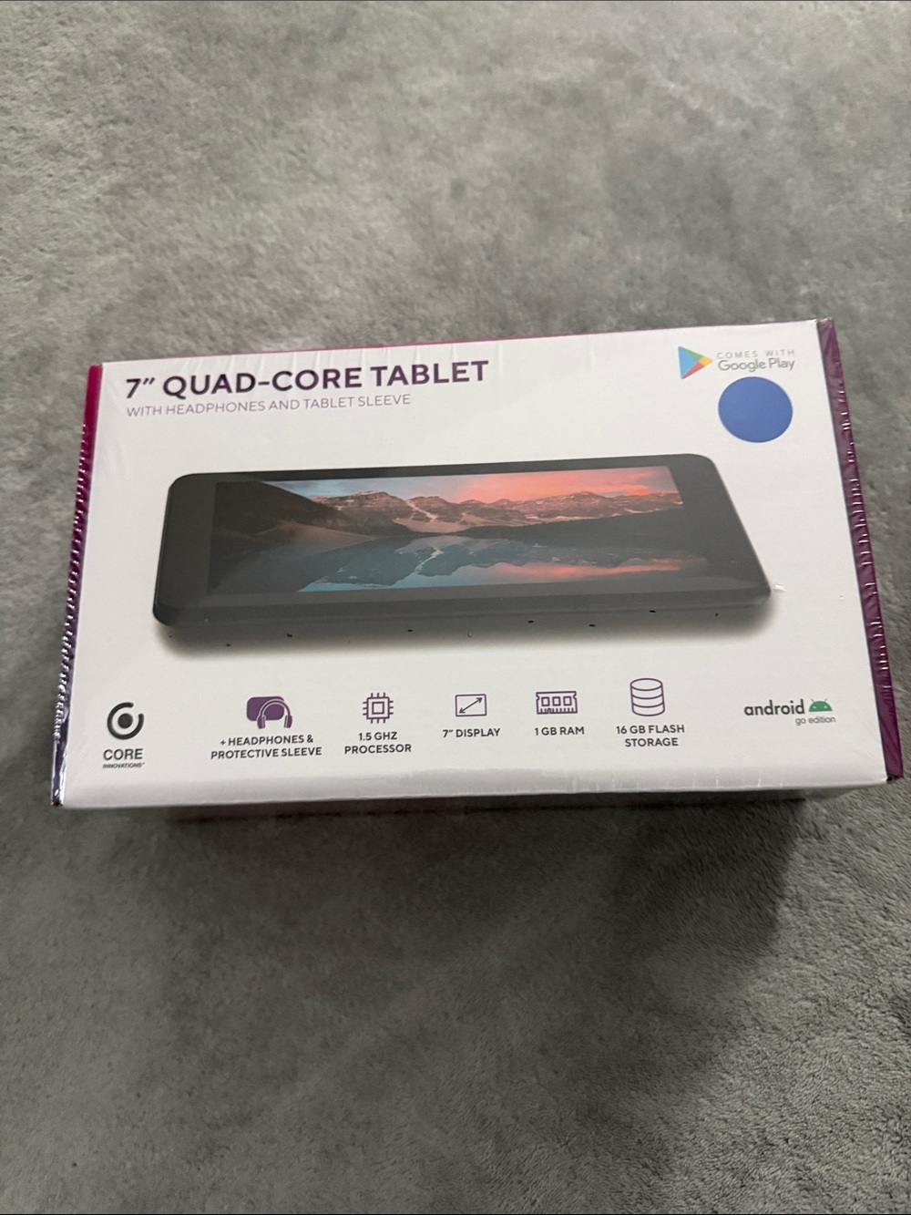 7" Quad-Core Tablet with Headphones & Sleeve - Purple